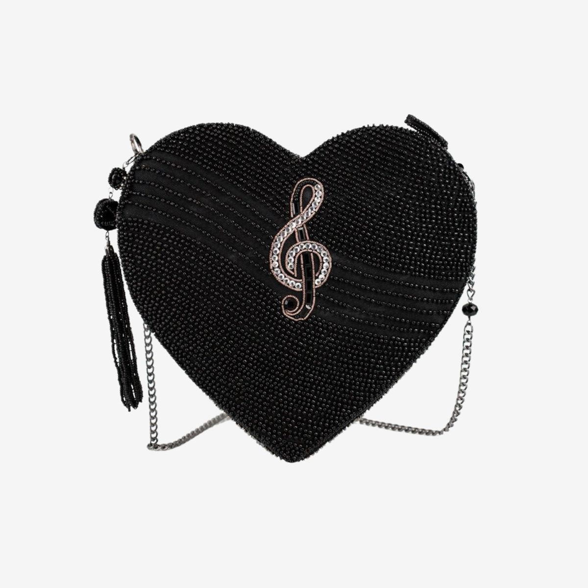 Mary Francis Heart Beat Piano bag in Black and White image number 3