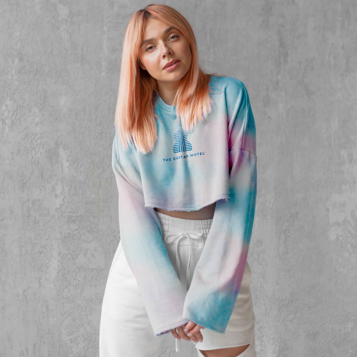 Guitar Hotel Cotton Candy Cropped Sweatshirt image number 3