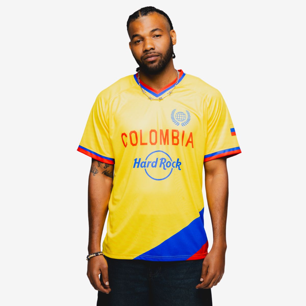Colombia Soccer V-Neck Tee in Yellow image number 1