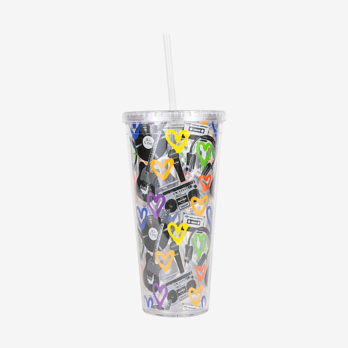 Pride Allover Print Clear Tumbler with Straw 22oz image number 1