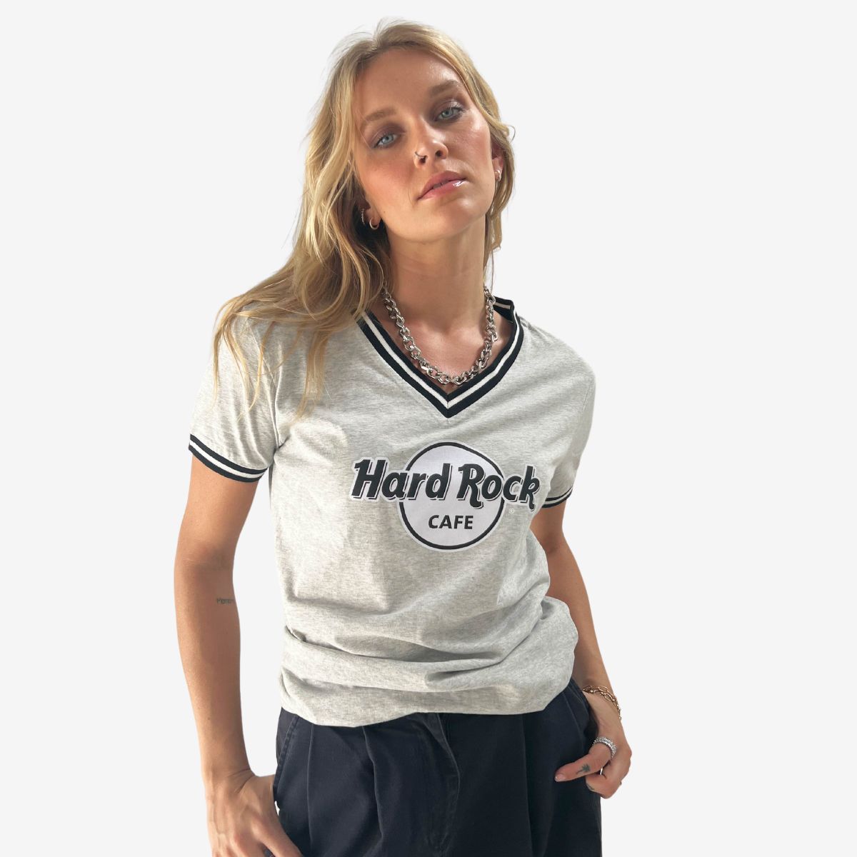 Women's Logo V-Neck Ringer Tee image number 2